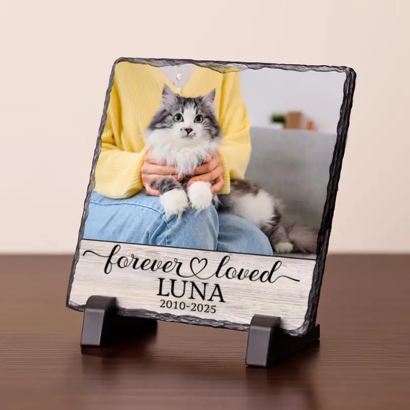 Square 8×8 pet memorial photo slate